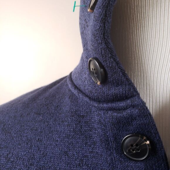 H2H Sweater Mens Medium Pullover Casual 1/4 Button Blue Knit Thick Polyester - Picture 4 of 12